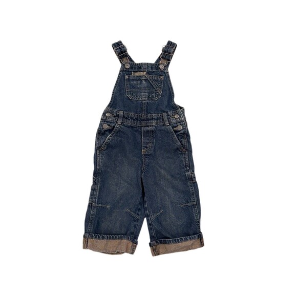 OshKosh B’gosh Toddler Boys Overalls 18M Denim Blue Pockets Carpenter Style - Picture 1 of 6